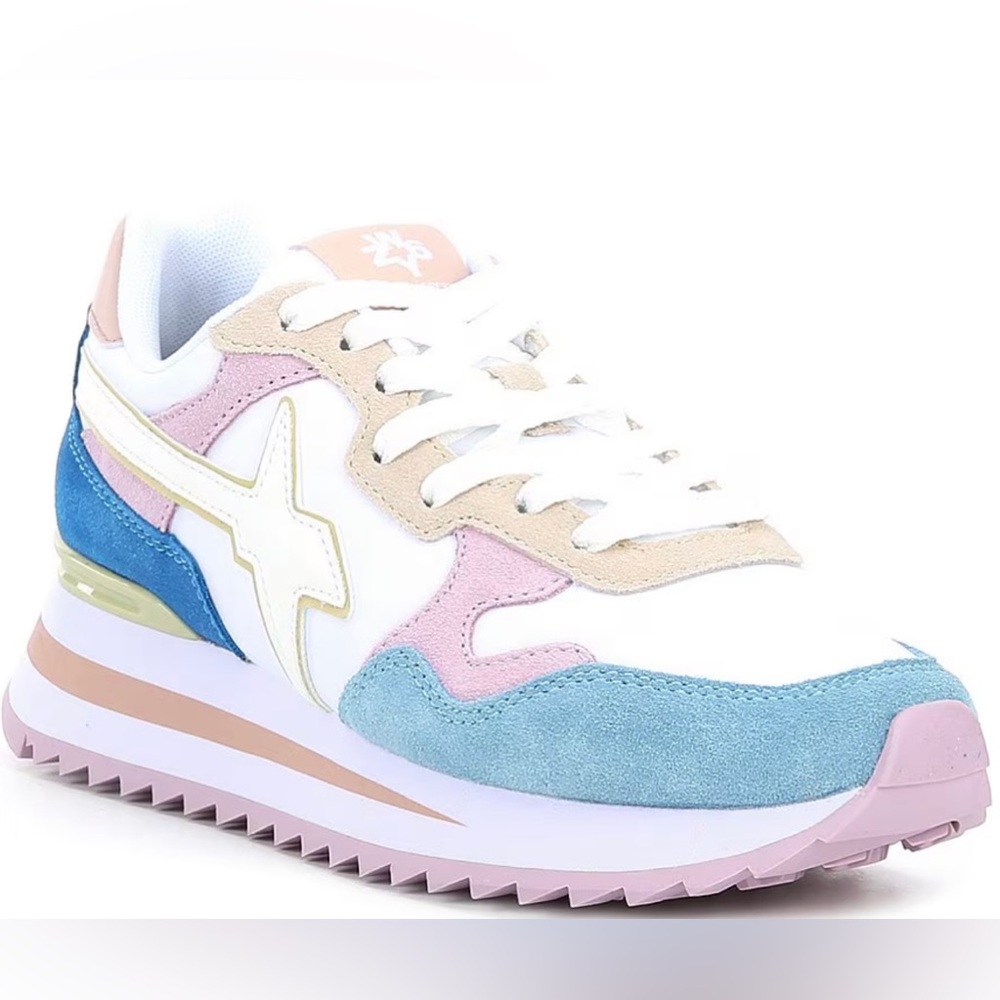 W6YZ      Yak suede colorblock retro platform sneakers
